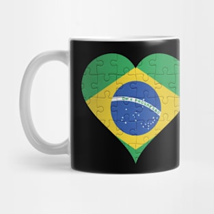 Brazilian Jigsaw Puzzle Heart Design - Gift for Brazilian With Brazil Roots Mug